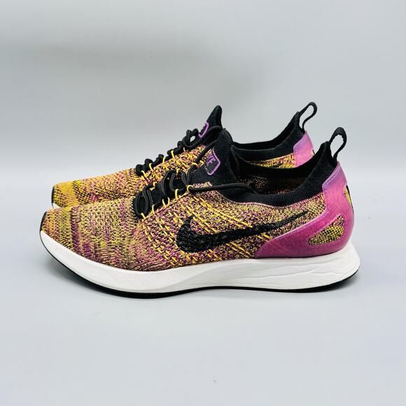 Nike Shoes Womens 9 Yellow Purple Air Zoom Mariah Flyknit Racer Athletic Sneaker - Picture 5 of 12